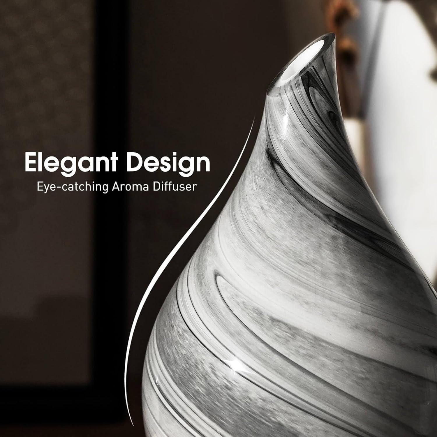 Porseme 280ml Essential Oil Diffuser Glass Color Changing Aroma Air Diffusers Aromatherapy Ultrasonic Cool Mist Humidifier 7 Running Hours Waterless Auto-Off for Sleeping, Yoga, Office, Spa (Ink) - Image 5