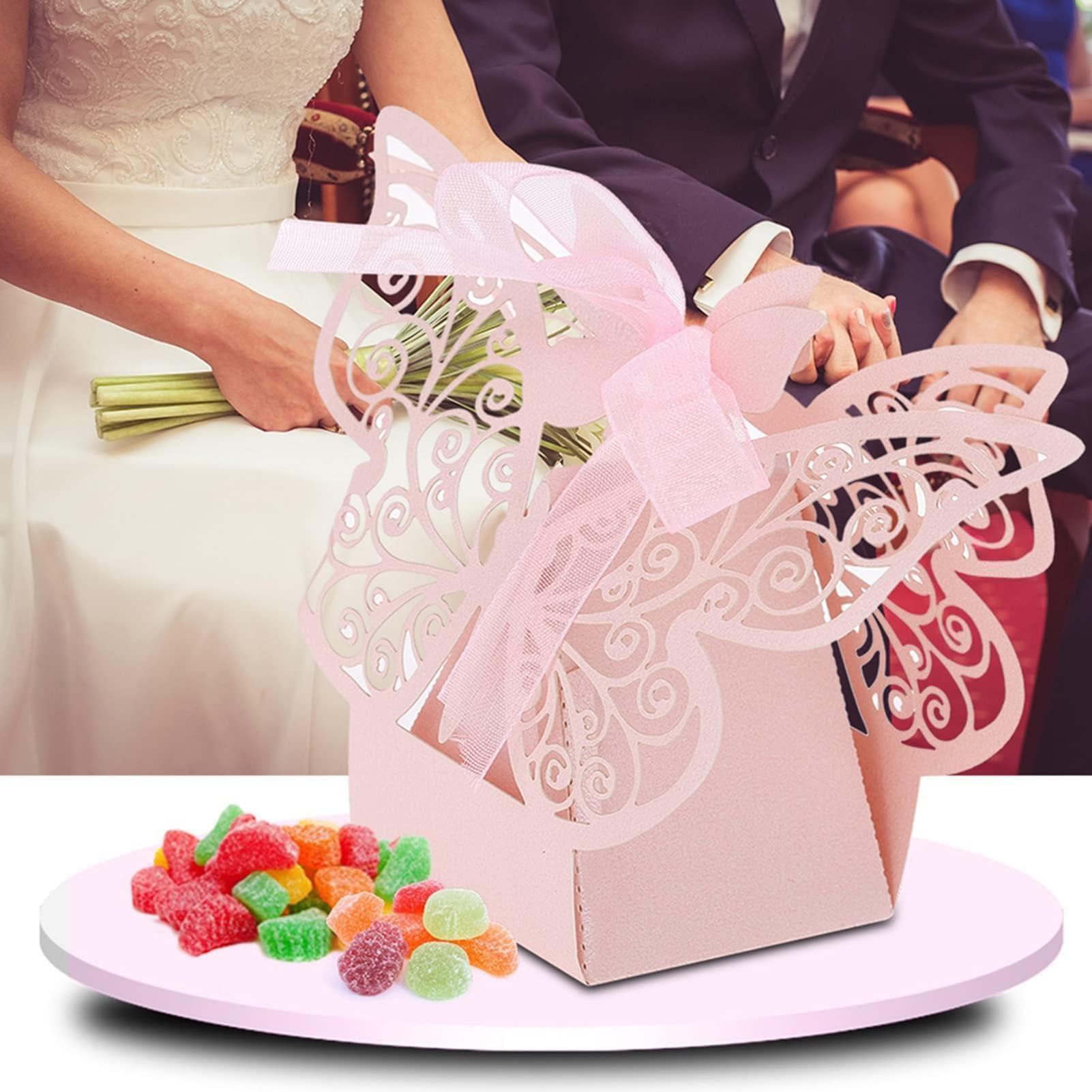 Mimdixy 100 Pezzi Scatole Regalo Bomboniere Per Feste Di Nozze,delicate Scatole Per Caramelle A Forma Di Farfalla, Bomboniere Bomboniere Decorazioni Nuziali Per Feste Di Compleanno Forniture(rosa)