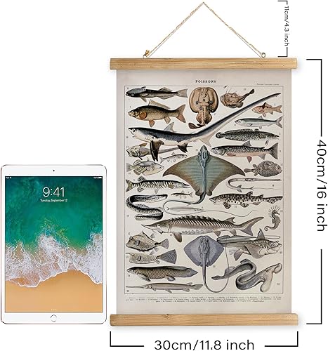 Miniatura 110 de XIAOAIKA Póster de botánica vintage con marco de madera, tabla de plantas venenosas antiguas, arte educativo botánico con especies peligrosas, 1