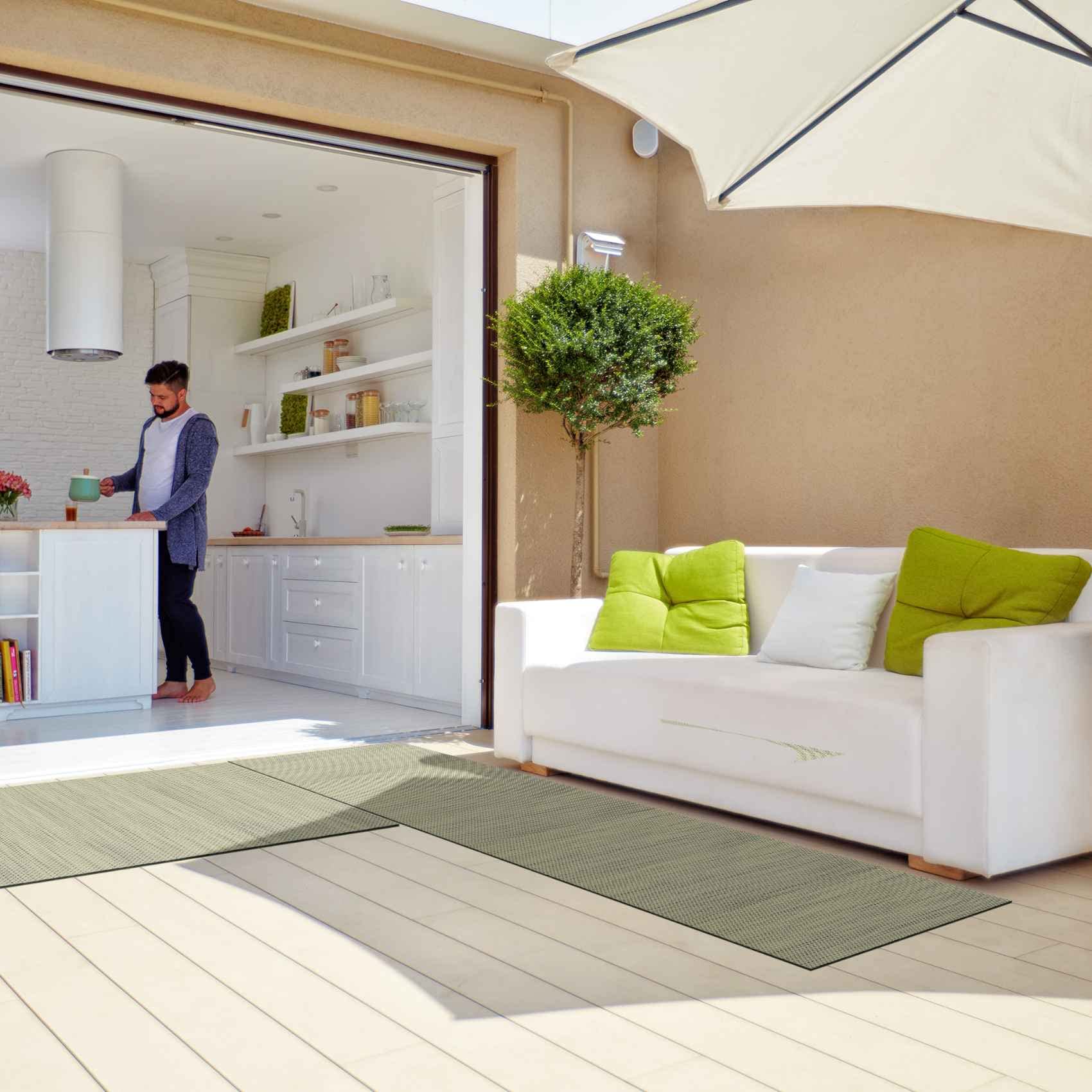 ANRO tapis de couloir intérieur/extérieur tapis de balcon imperméable, pour balcon et terrasse également, tapis de sol de couloir résistant aux intempéries Dune lavable 200 x 50 cm