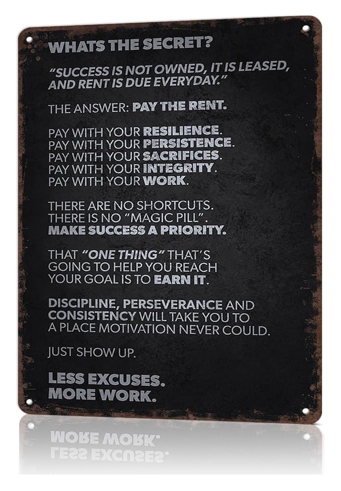 IDGTTLDF Sarcastic Success Rent Is Due Tin Plate Novelty Wall Decor for Garage Shed Workshop 8 X 12 in