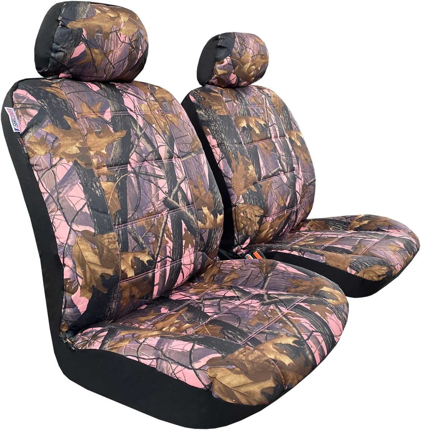 Truck Car Seat Covers Heavy Duty Camouflage Canvas Universal Fit, Front Set Airbag Safe (Pink Camo)