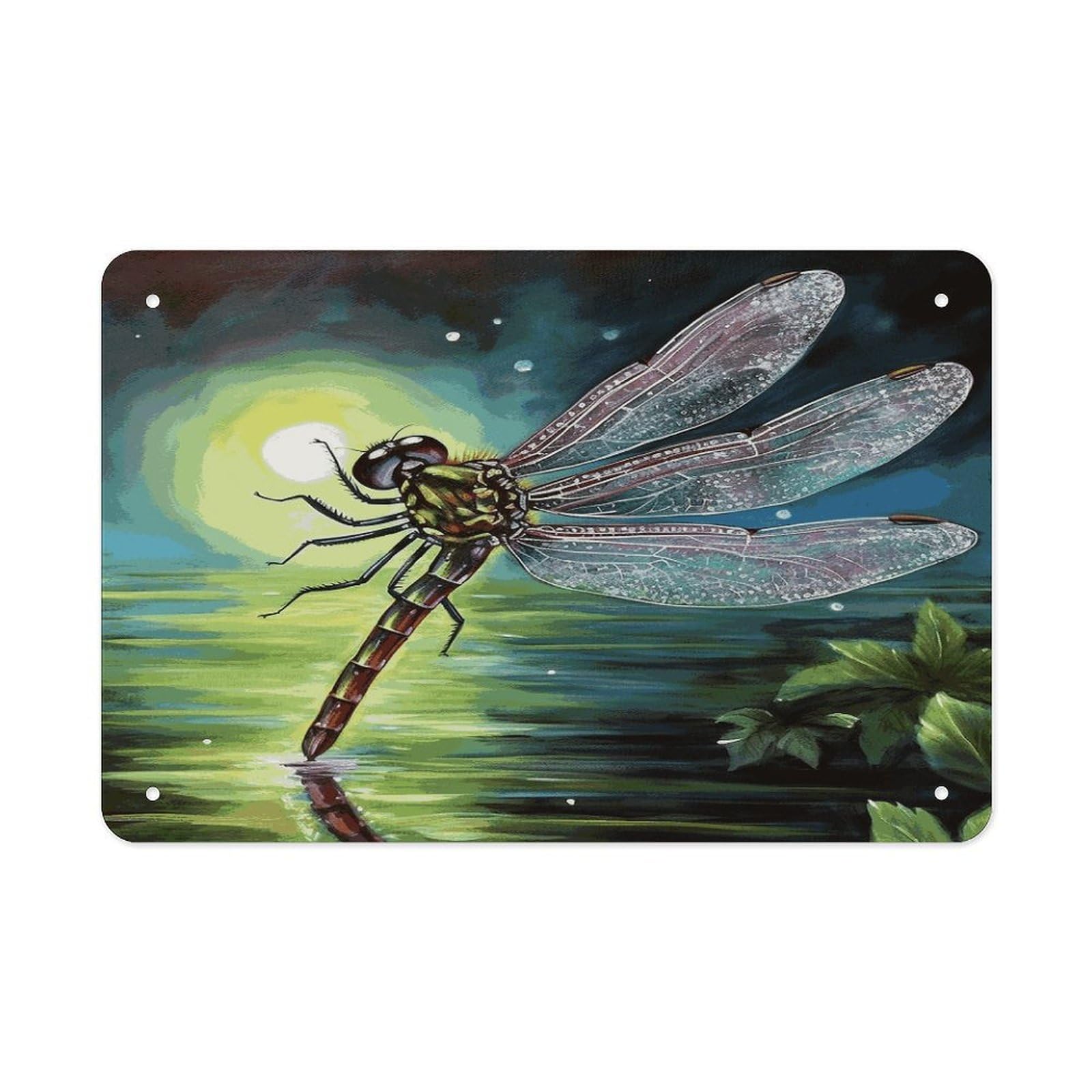 Fodpand Style Dragonfly Painting Wall Art Metal Signs Tin Sign