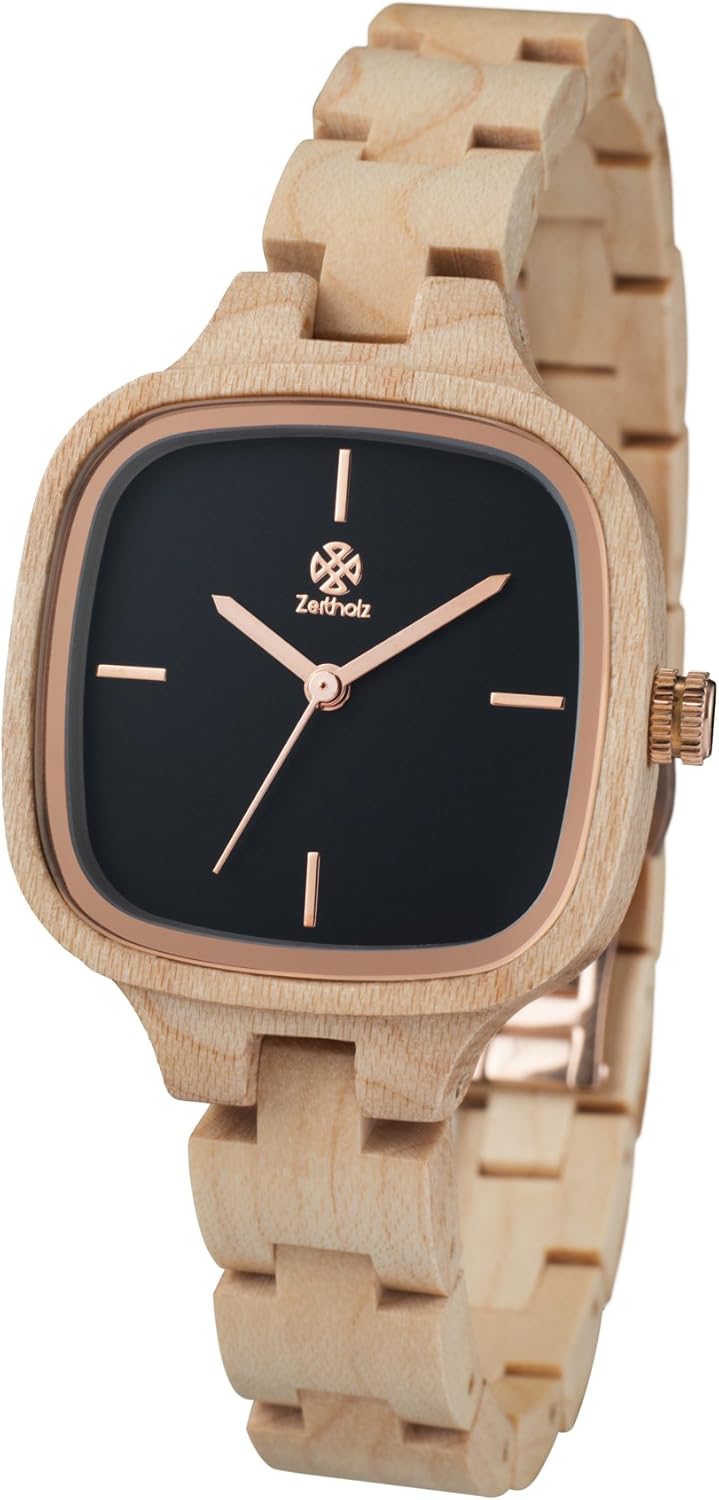 ZEITHOLZ Orologio da polso da donna, in legno, analogico, al quarzo, in legno di cavallo, 100% legno naturale con movimento al quarzo giapponese