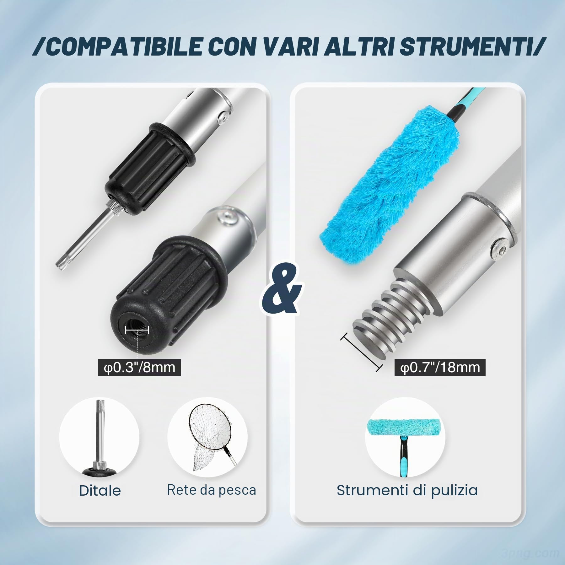 REDCAMP Set di 2 Pali telescopici in Alluminio, estensibili e Regolabili, per Tende da Sole, tettoia, Portico, Vele, telone per Altezza Altezza 2,3 m