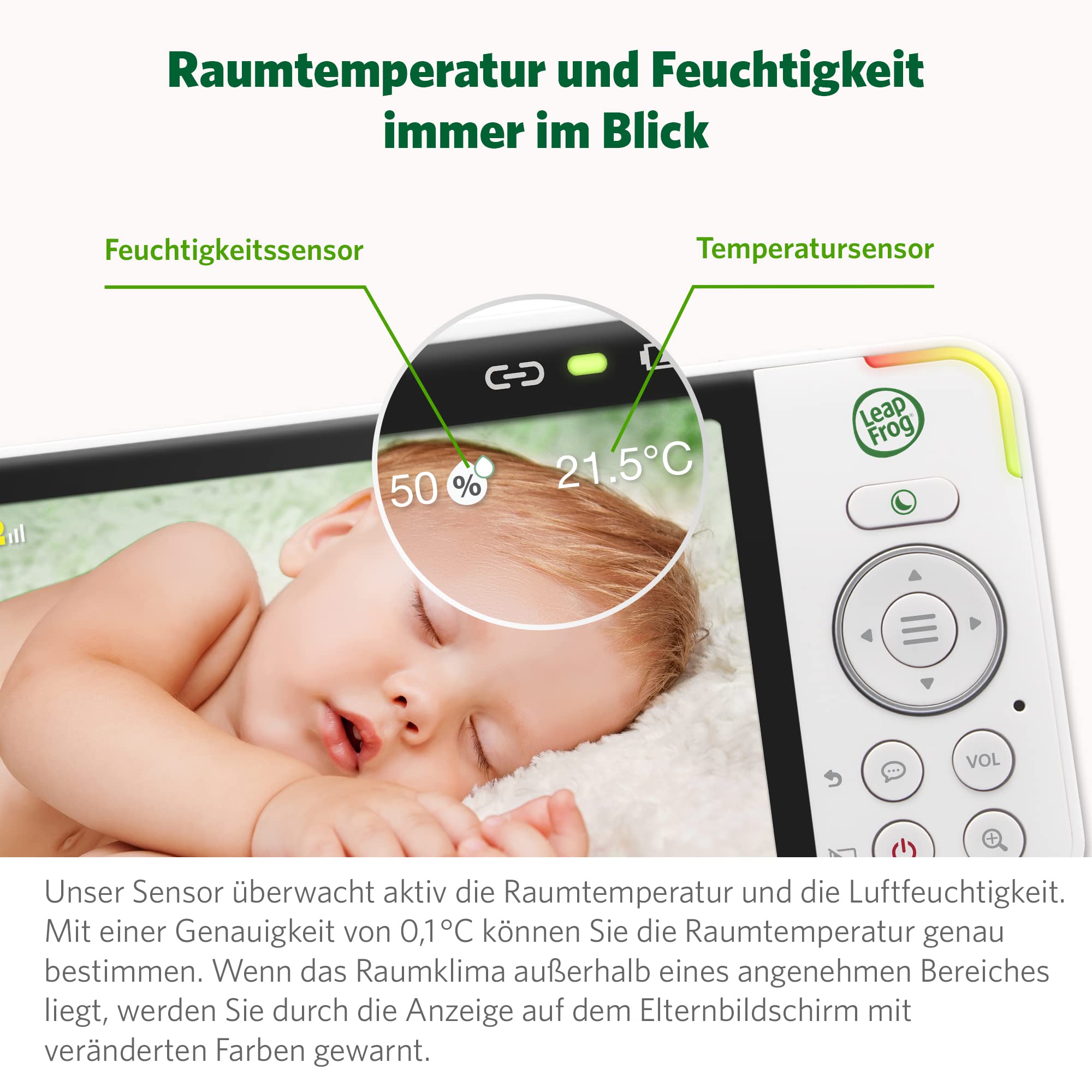 LeapFrog LF925HD Monitors para Bebés, 1080p WiFi Monitors Inteligentes para Bebés, 360° Traducción e Inclinación, Zoom 8X, ExhibiciónLCD de 5 "720p, Visión Nocturna, Walkie - Talkie Bidireccional