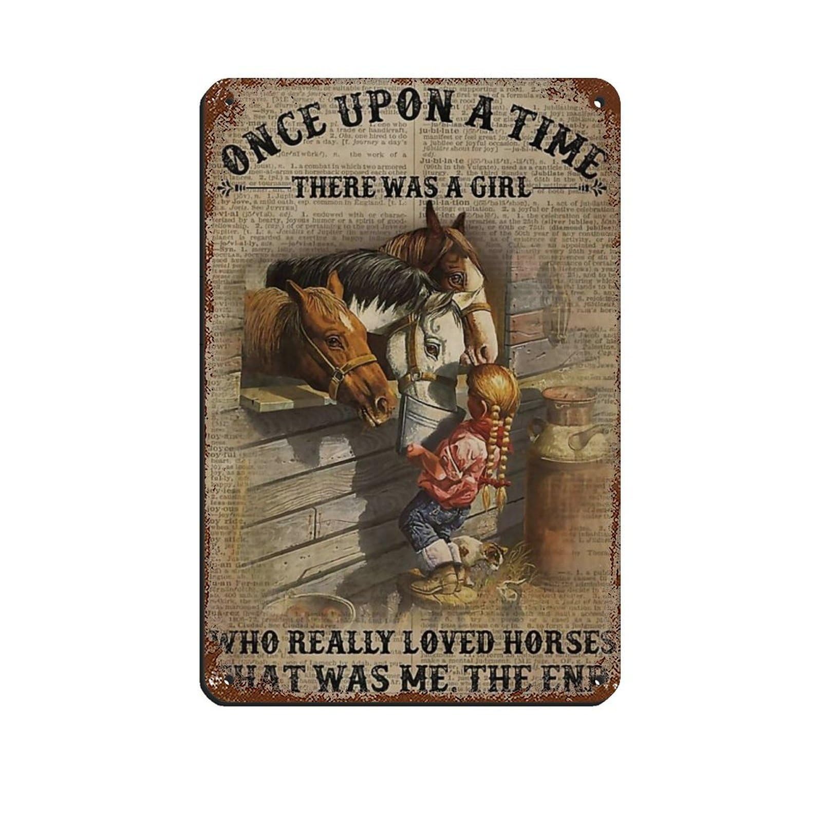 Girl Horse,Cowgirls Poster Retro Poster Metal Tin Sign Chic Art Retro Iron Painting Bar People Cave Cafe Family Garage Poster Wall Decoration 8x12inch(20x30cm)