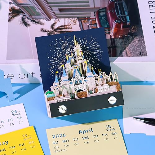 Miniatura 96 de RSLIPIN 3D Memo Pad Time Piece Calendar 2026,3D Calendar Memo Pad DIY Notes Notepad Paper Craft Art Romantic Tree House,2026 3D Desk Calendar With
