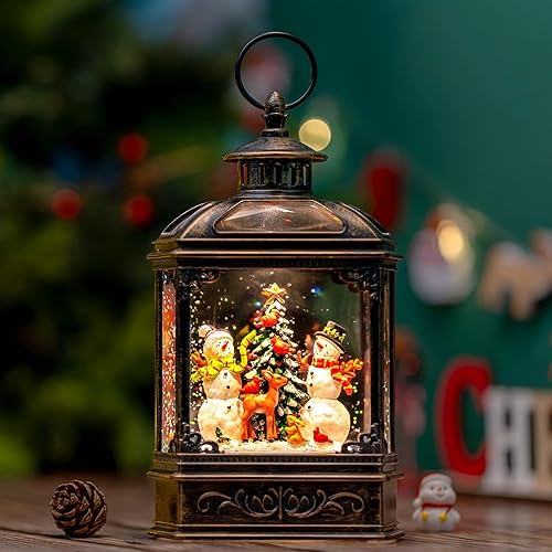 Miniatura 75 de Linterna de agua con globos de nieve de Navidad con cardenal, música y temporizador de 6 horas, con forro USB/funciona con pilas, faroles iluminados
