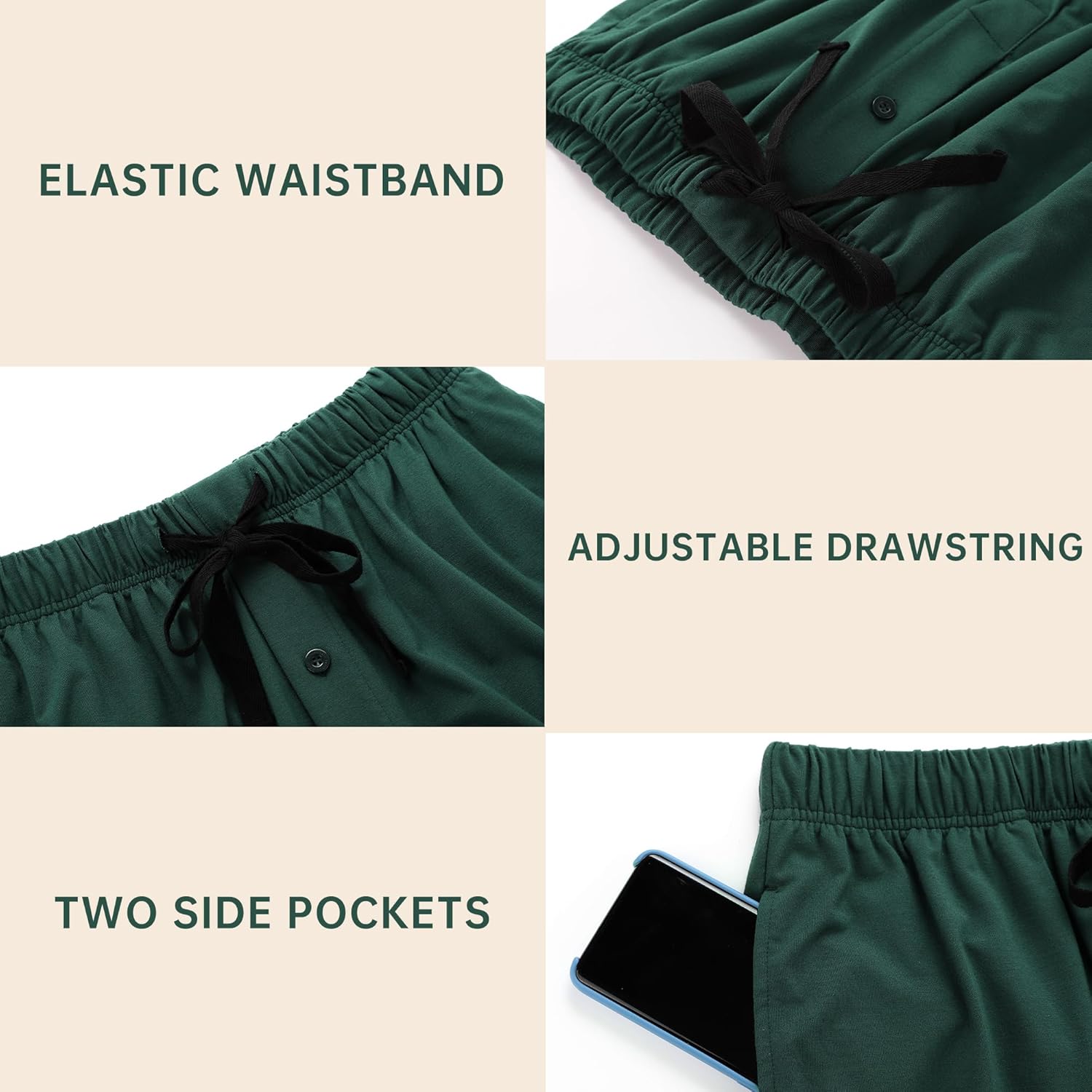 BAMBOO COOL Mens Pajama Set Sleepwear Pjs Lightweight Short Sleeve Shirts Soft Breathable Fresh Sleep Sets with Pockets S-3XL - Image 5