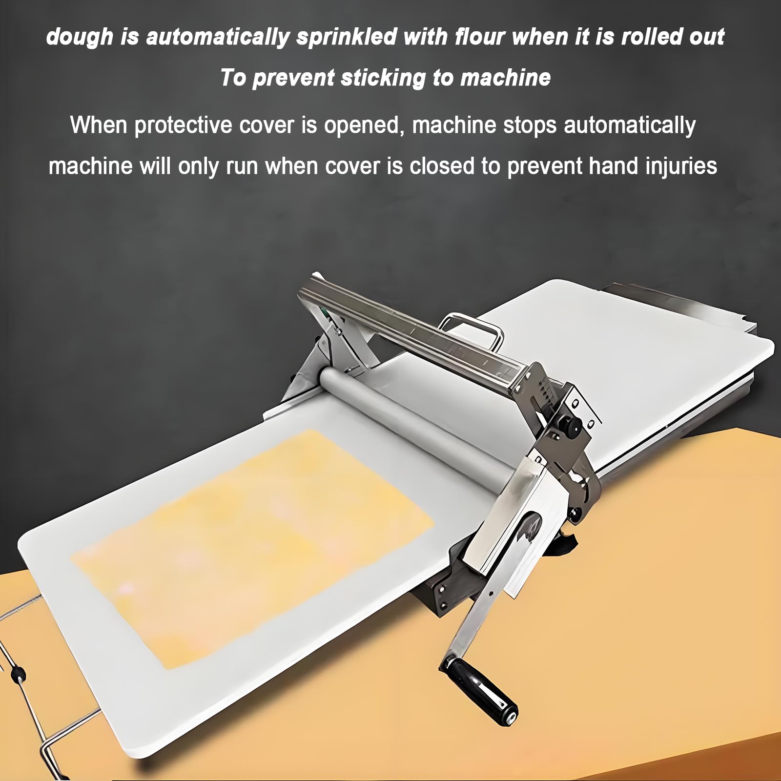 Sfogliatrice manuale con spessore regolabile da 0 a 20 mm, sfogliatrice per polvere e copertura protettiva, per pasticceria, panetteria e stratificazione uniforme