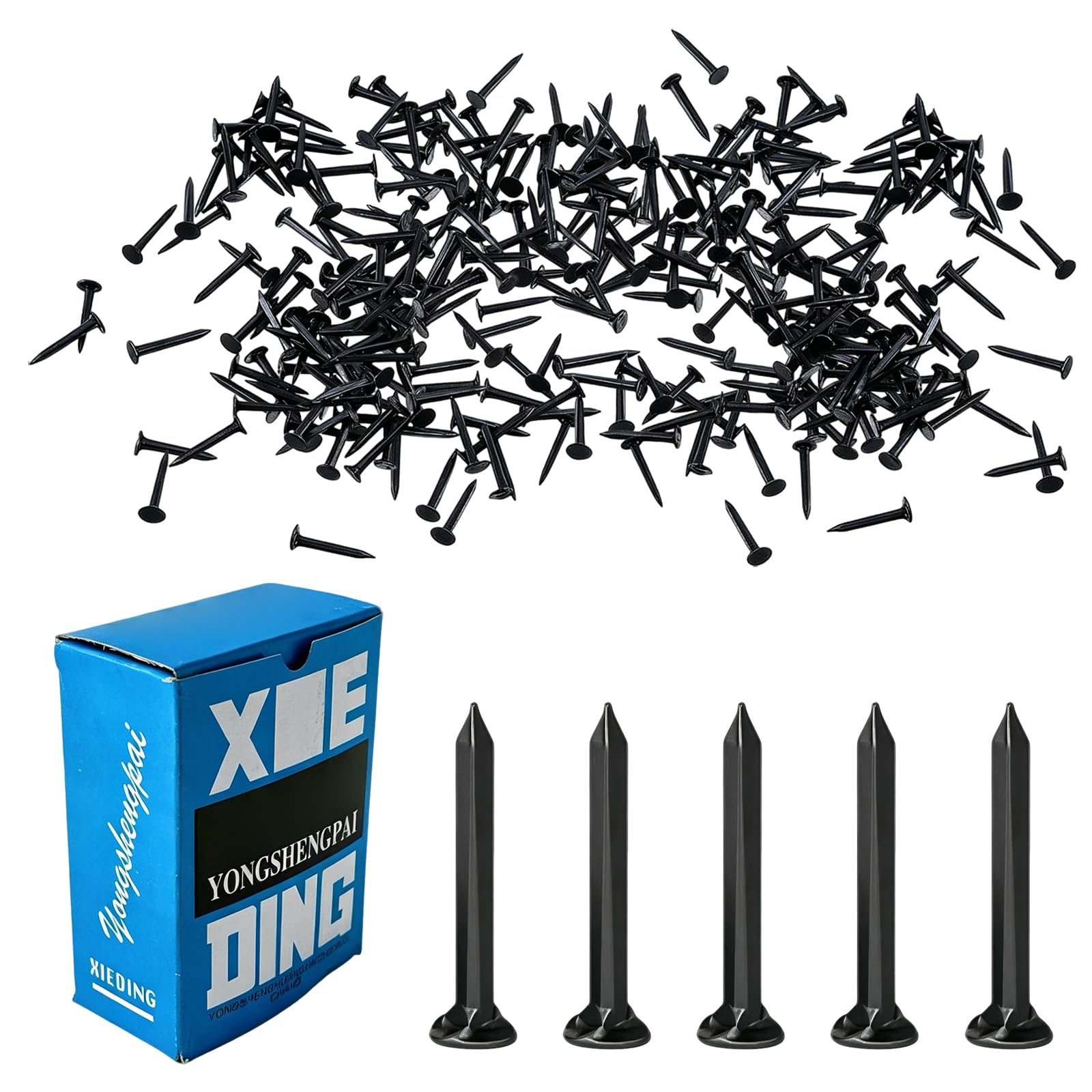 Upholstery Carpet Nails Bulk, Black Tacks Assortment Kit Furniture Nails Steel Pins Heavy Duty Furniture Decorative Thumb Tacks Antique Push Studs Pins for Furniture Fabric Wood Fixing