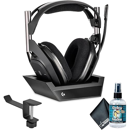 Logitech G Astro A50 X Omni-Platform Wireless Gaming Headset + Base Station Bundle Including: Headphone Holder, Headphone Cleaning Kit
