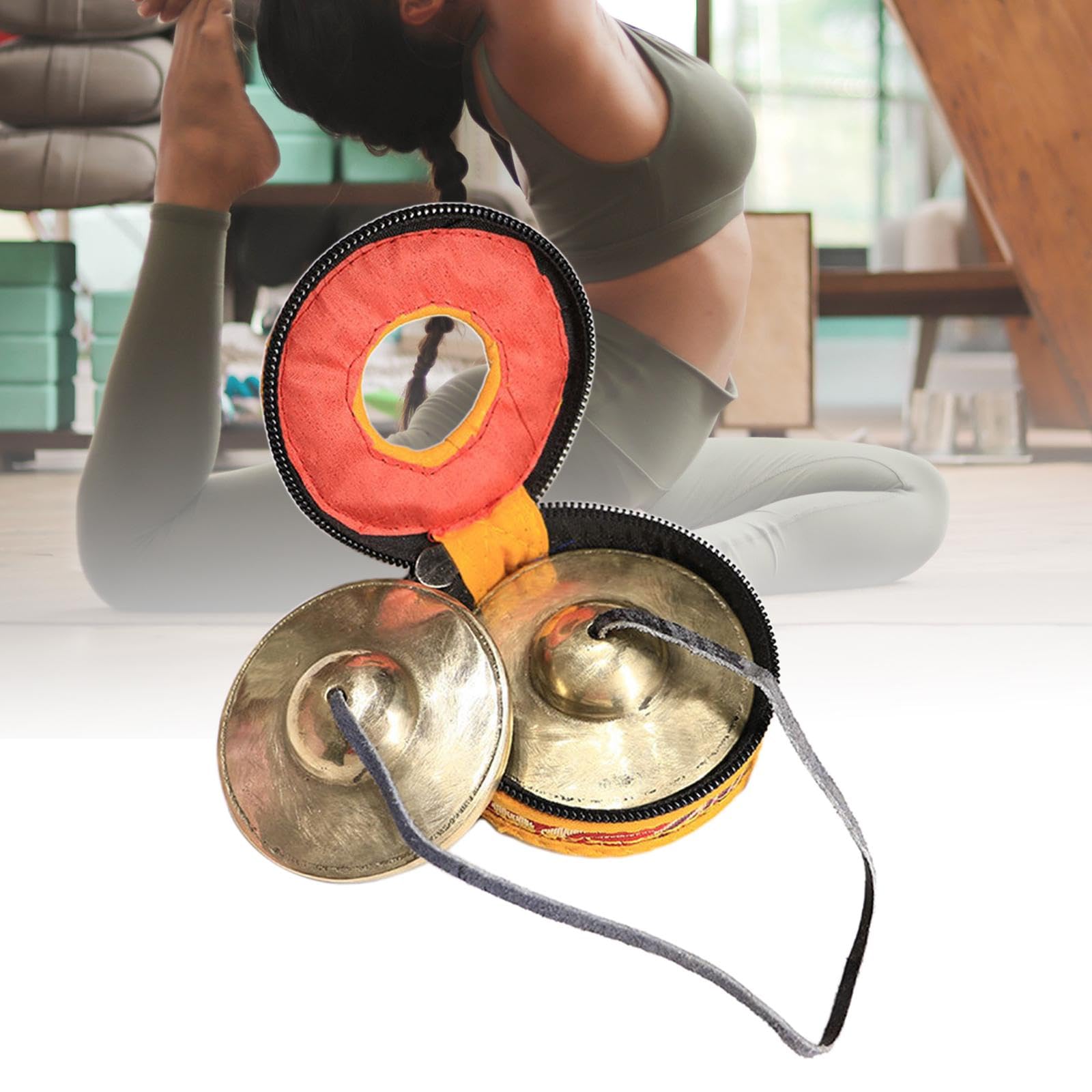 Perfeclan Cymbales Tingsha tibétaines, symboles bouddhistes Tingsha, décoration de Yoga avec pochette de rangement, cadeaux uniques fabriqués à la main, cloches, D