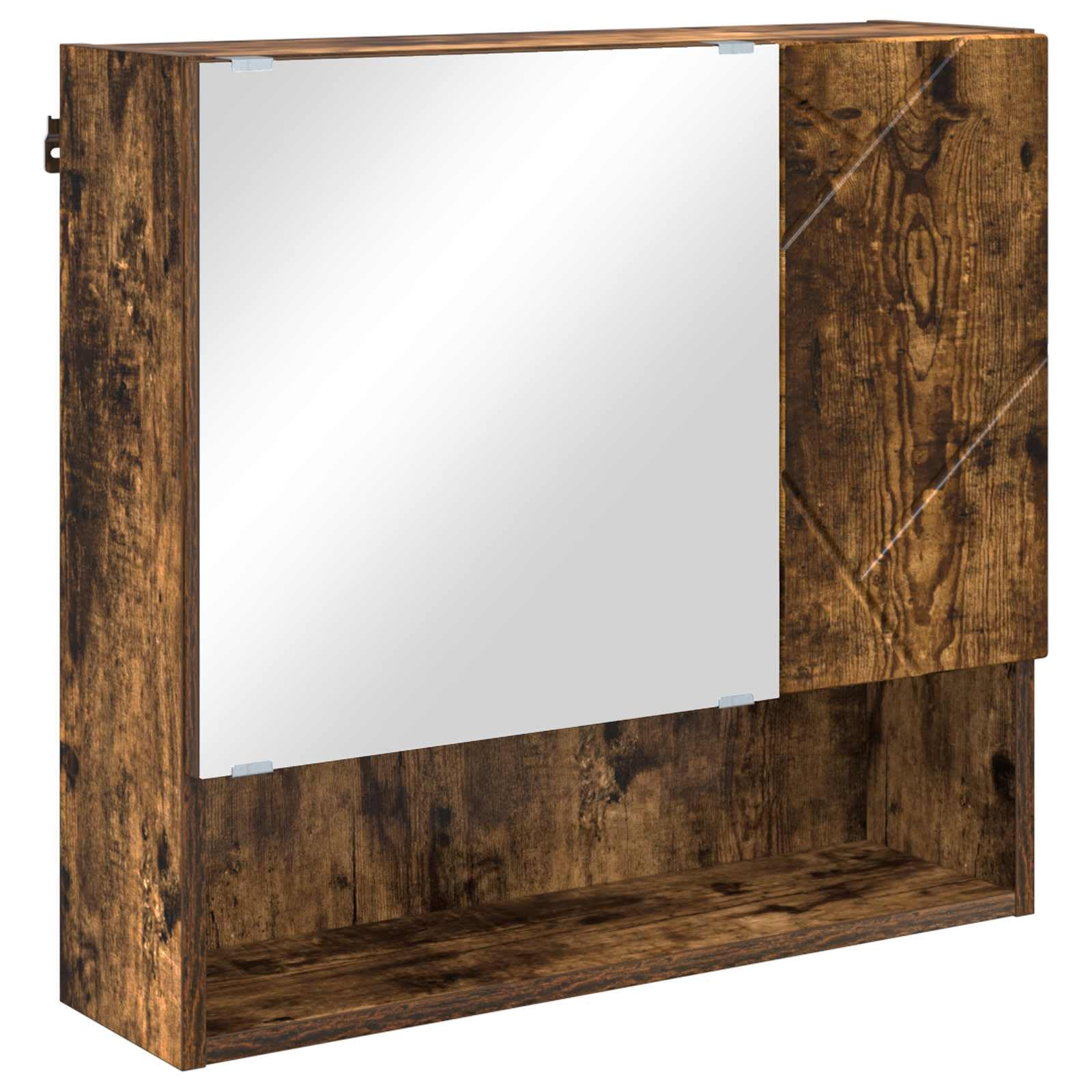 SYDE Armario Espejo Roble Ahumado 59 x 17 x 55 cm | Montaje en pared, Puerta con bisagras, Madera resistente a humedad, Uso interior