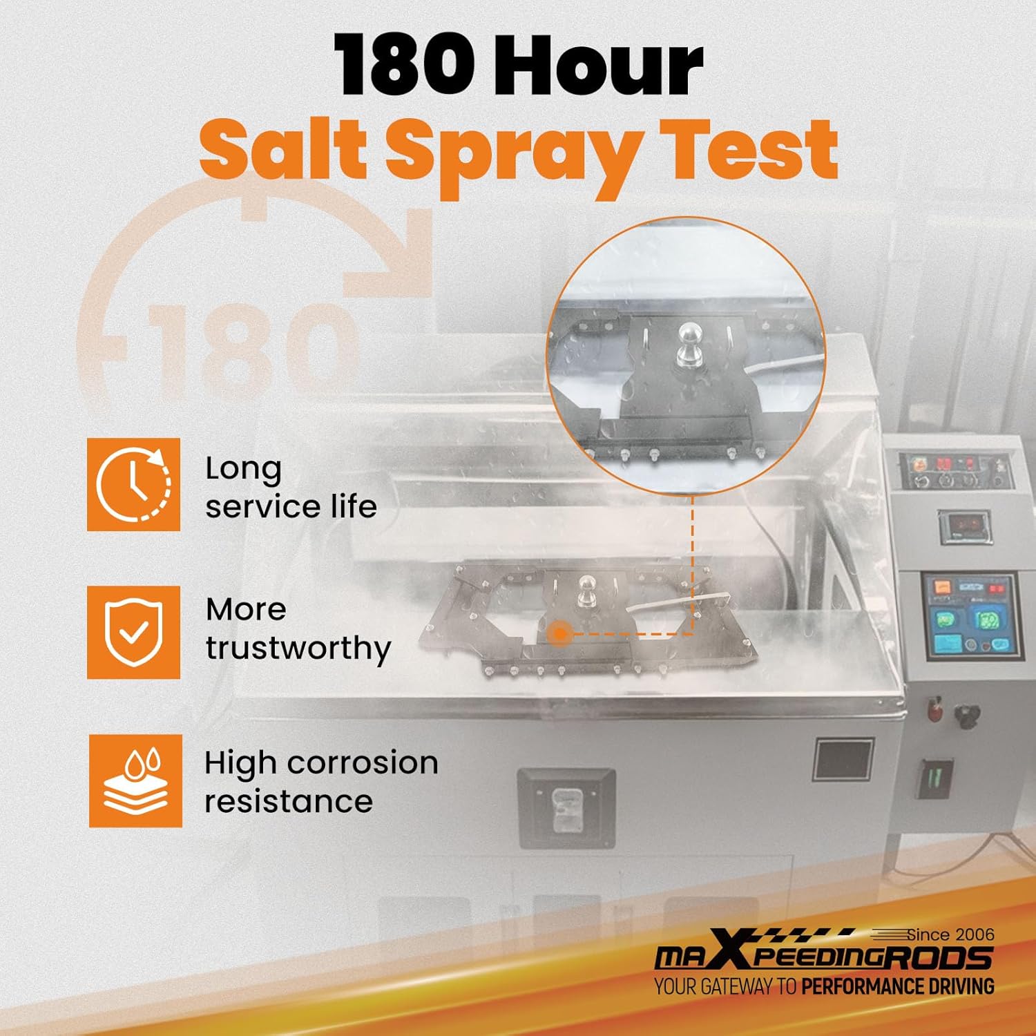 User interacting with the maXpeedingrods Gooseneck Hitch in a truck bed