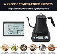 Vista 5 de SUMSATY Hervidor eléctrico de cuello de cisne con 6 ajustes preestablecidos, control preciso de temperatura de 1 F, 100% acero inoxidable