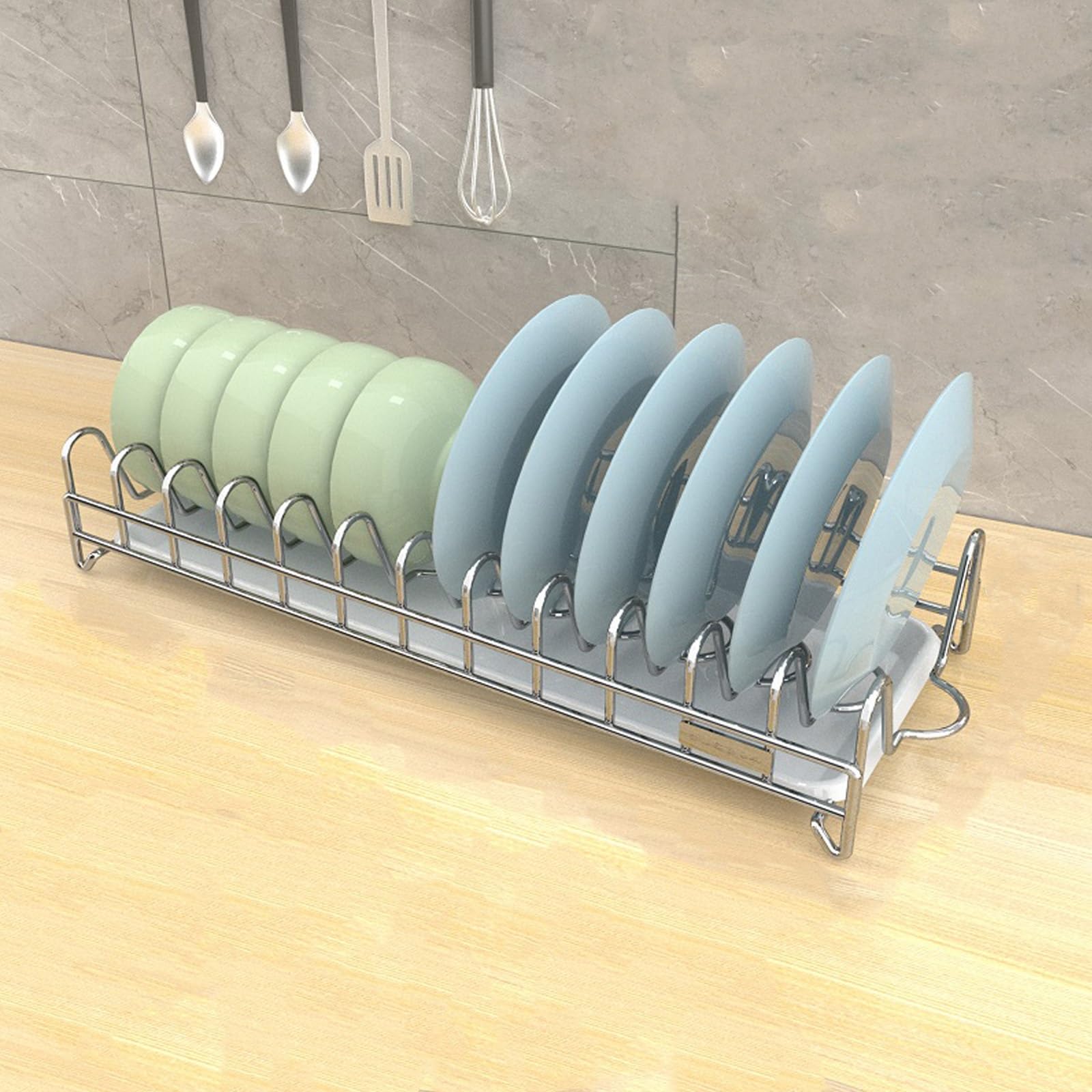 Geschirrhalter für die Küche, Geschirr-Organizer aus Edelstahl for den Schrank mit Teller-Wäscheständer in verschiedenen Größen(45CM x 19.5CM x 8.5CM)