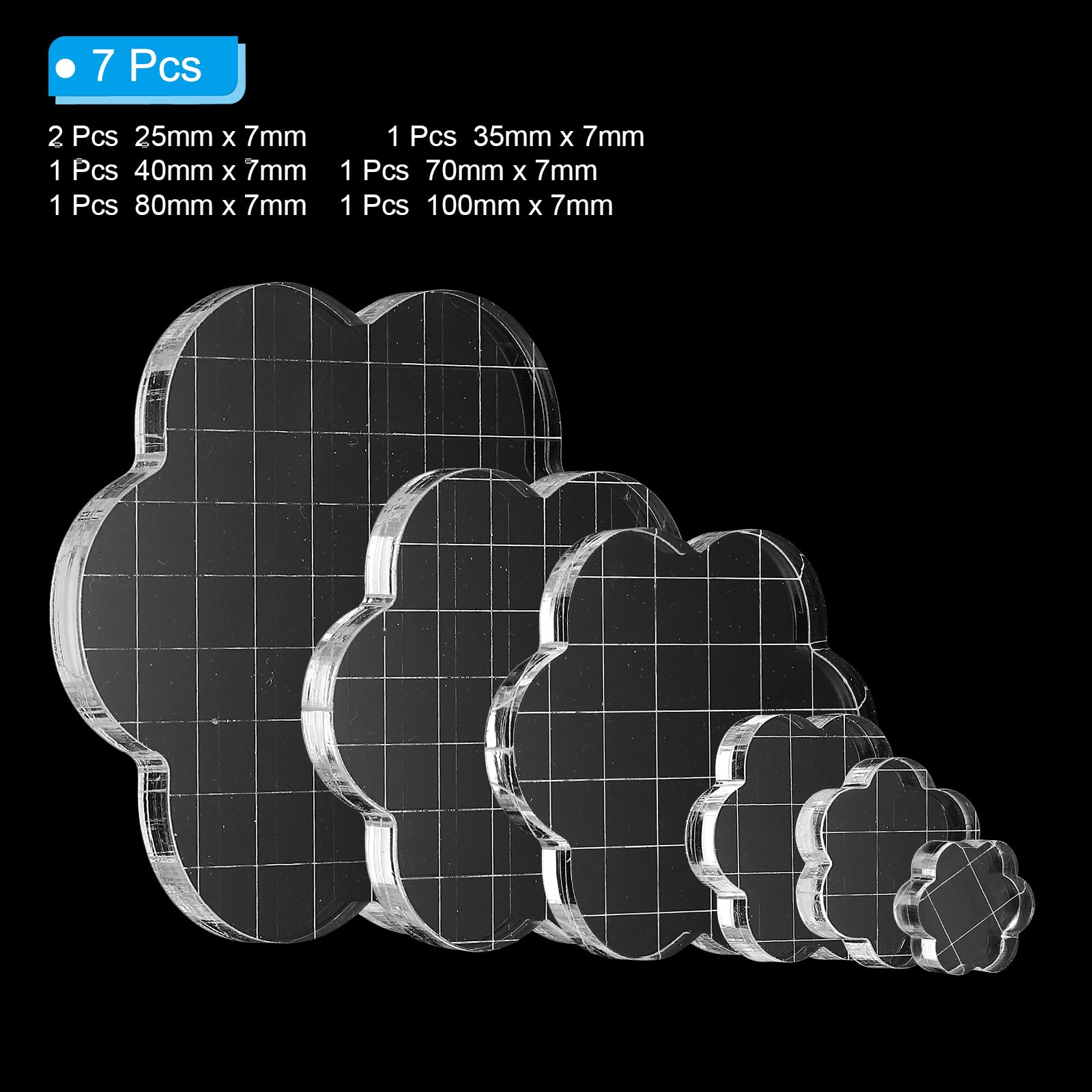 PATIKIL Acrylic Stamp Block 7Pcs Clear Stamping Block with Grid Lines Set Decorative Mounting Blocks Round for Scrapbooking DIY Crafts Card Making - Image 3