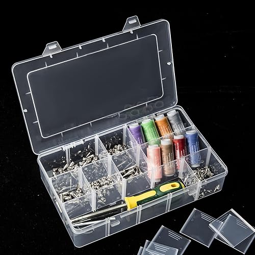 Miniatura 6 de Gospire 2 piezas 15 grandes rejillas organizador de joyería contenedor de almacenamiento de plástico transparente con divisores extraíbles