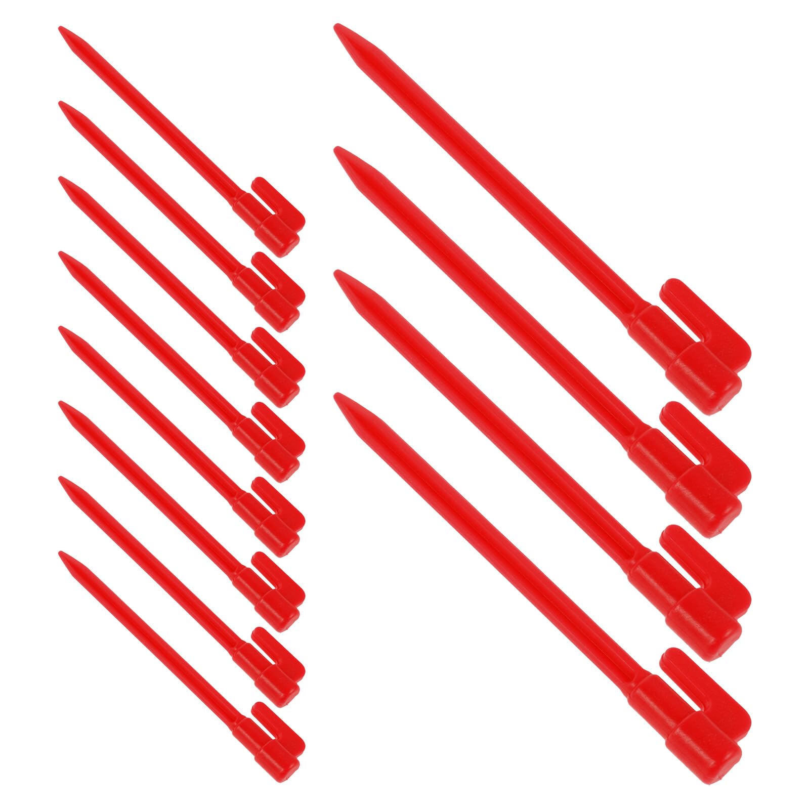 100pcs de Clous de Tente en Plastique Rouge, Haute Résistance et Identification Facile, Piquets pour Camping, Plage et Randonnée, Fixation Solide pour Structures Gonflables