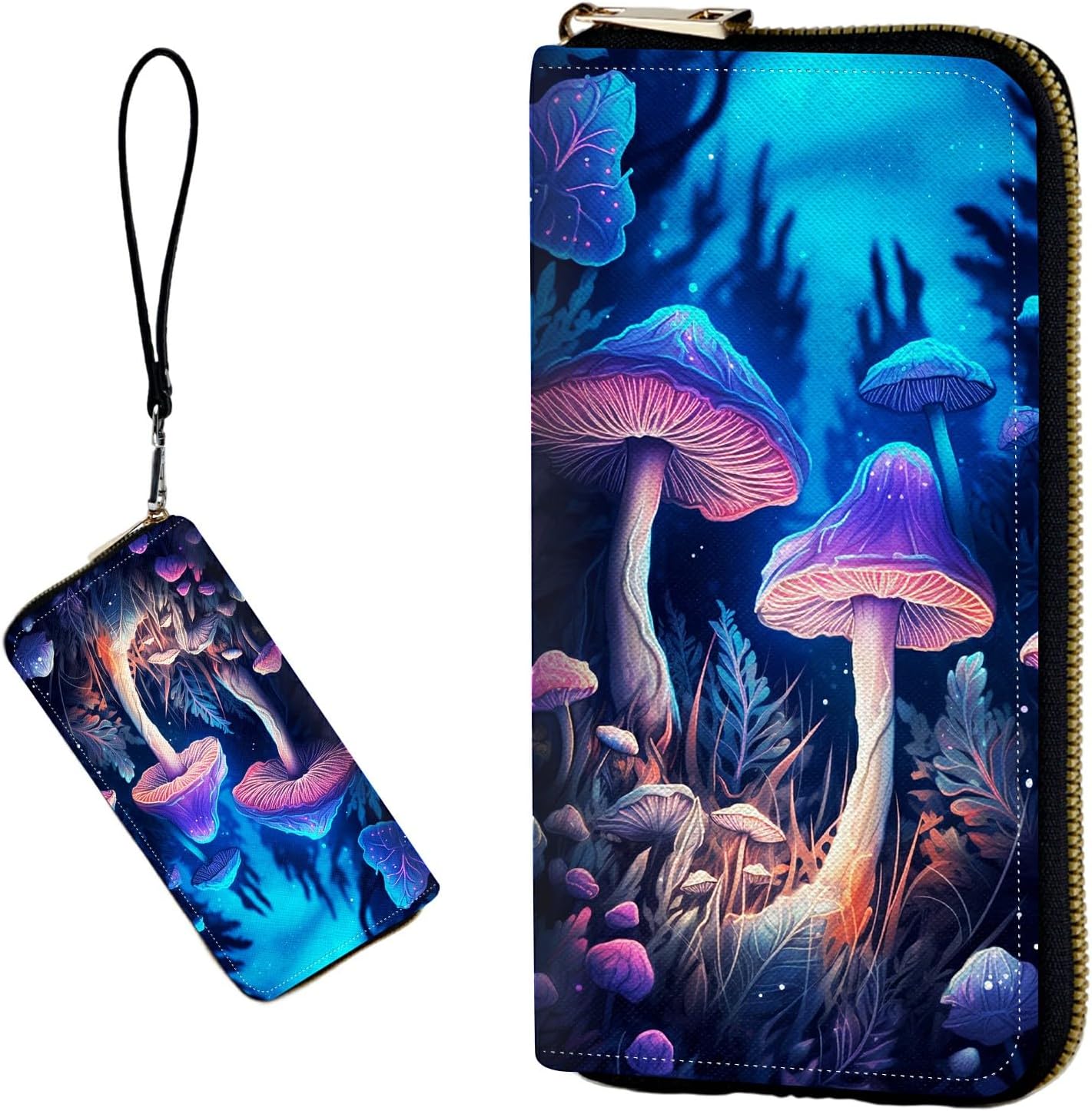 Women's RFID Blocking Wallet,Colorful Mushrooms