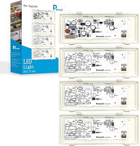 Juego de luces LED principales W10515058 y 3 unidades W10515057 para refrigerador y congelador, compatible con Whirlpool Kenmore Maytag, KitchenAid,