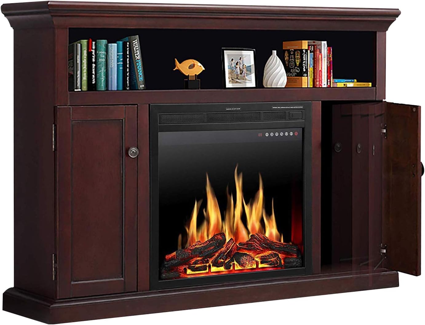 JAMFLY Electric Fireplace TV Stand Wood Mantel for TV Up to