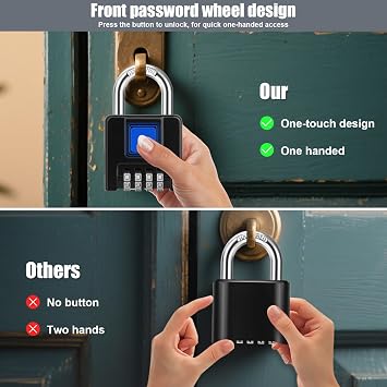 Diyife 2 Pack Black Combination Padlock, Outdoor Waterproof Combo Lock