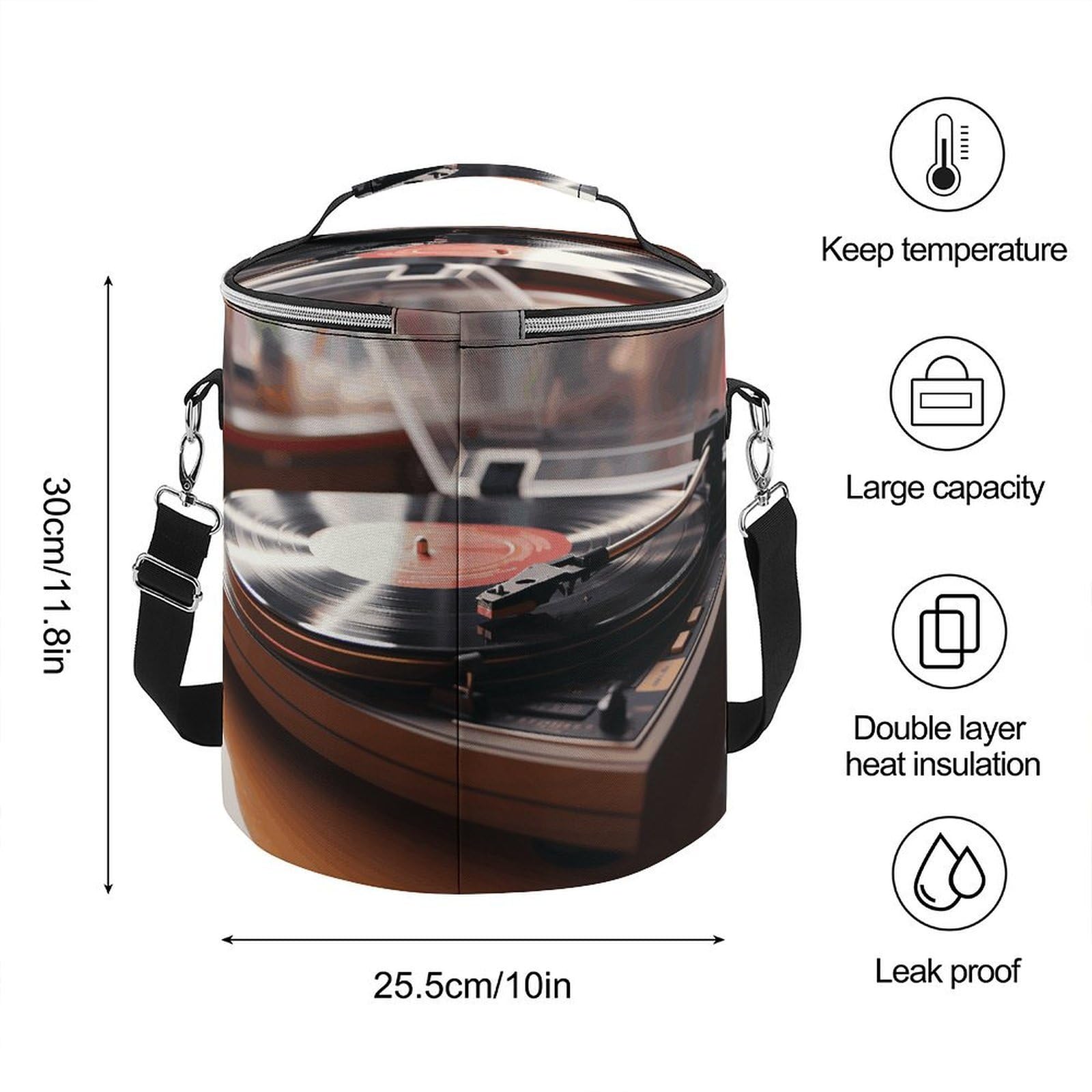 Sac isotherme souple multi-poches pour tourne-disque, étanche, pliable pour plage, voyage, travail