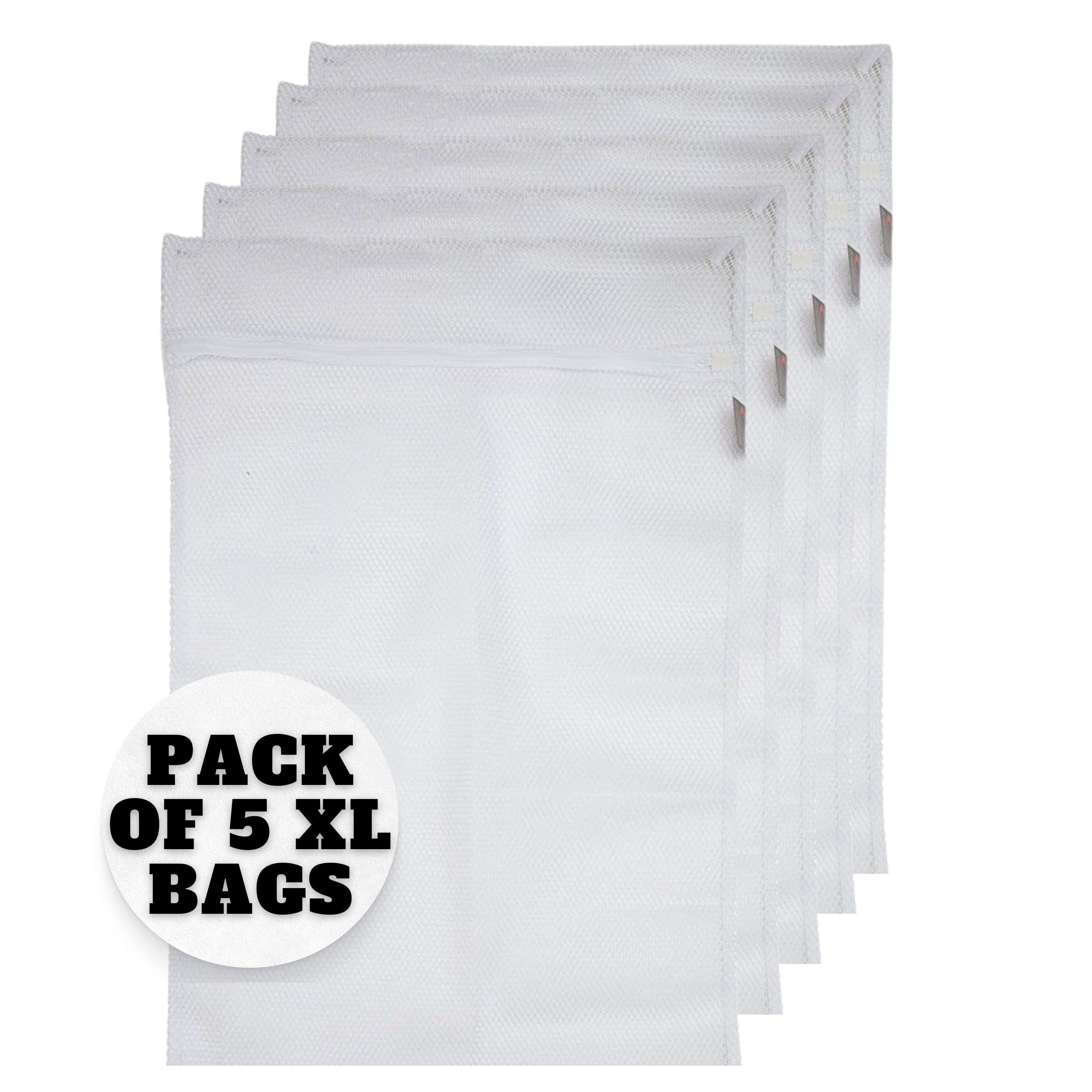 5 X-Large Net Washing Bags for Laundry with Strong Zip. Quality Bag for Washing Machine to Protect your Jeans Jackets