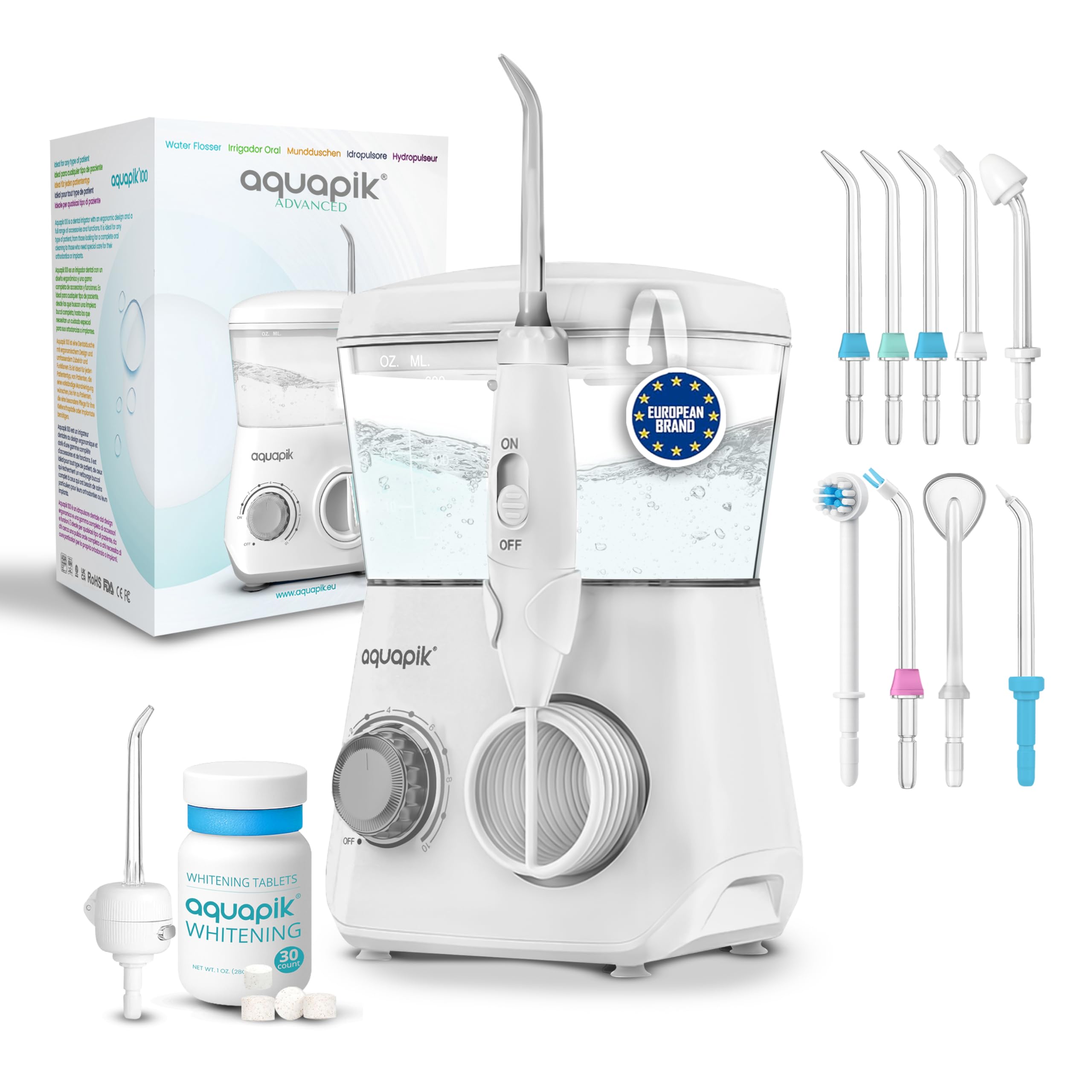 Boston Tech Aquapik Advanced, hydropulseur, 10 niveaux de pression, kit blanchissant + 10 buses