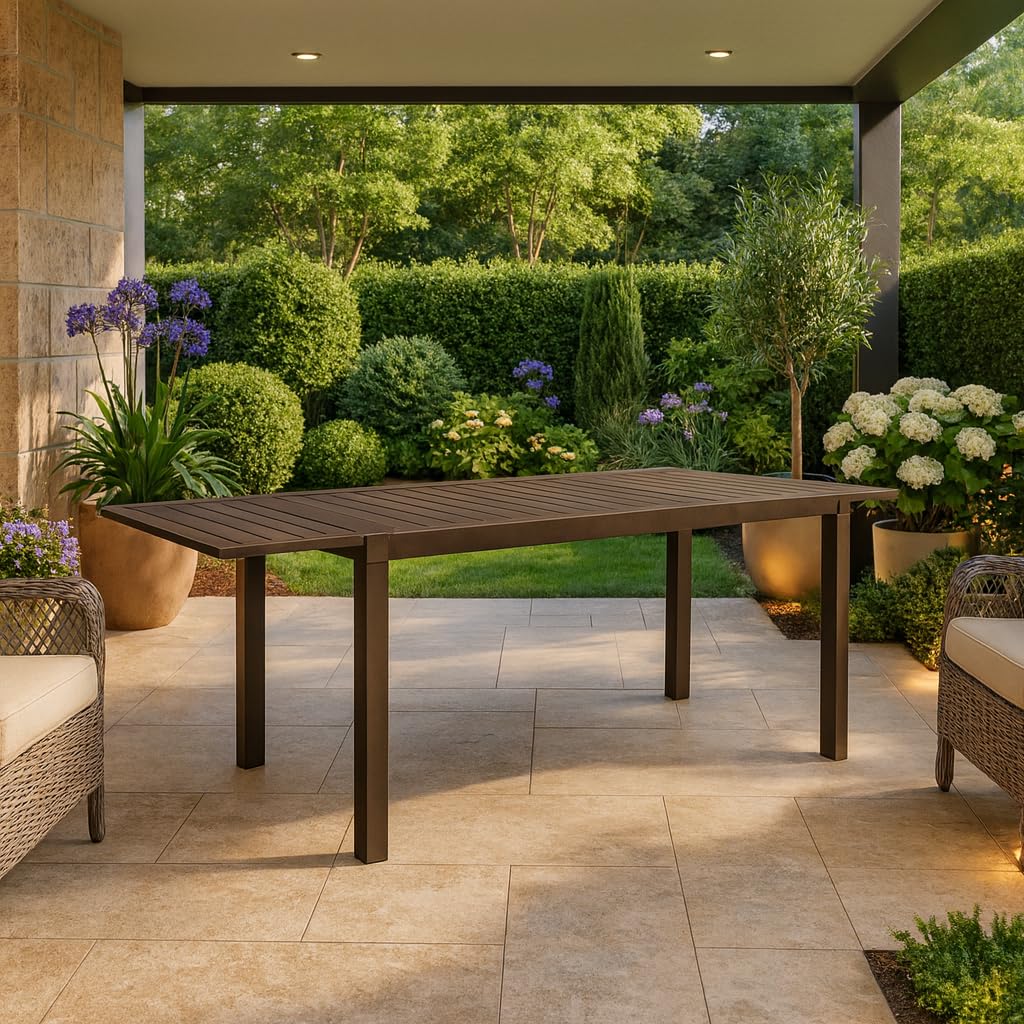 Decor Space Tavolo allungabile Fuerteventura in alluminio Taupè dogato da esterno per giardino (Tavolo/160-240 x 90 cm)