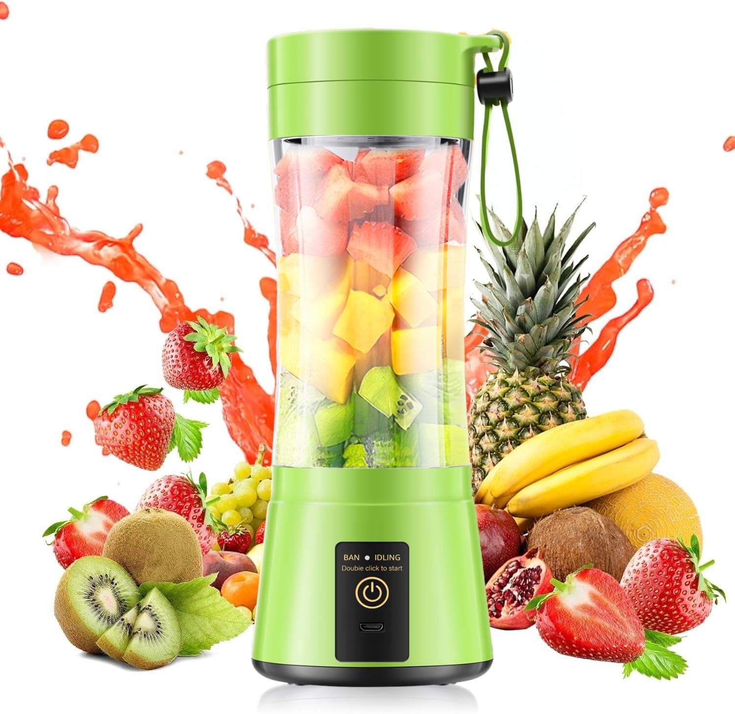 Cordless Mini Blender Make Smoothies &amp; Shakes - Portable Blender with 380ML BPA-Free Travel Cup, USB Rechargeable, Easy to Clean, Suit in Gym/Office
