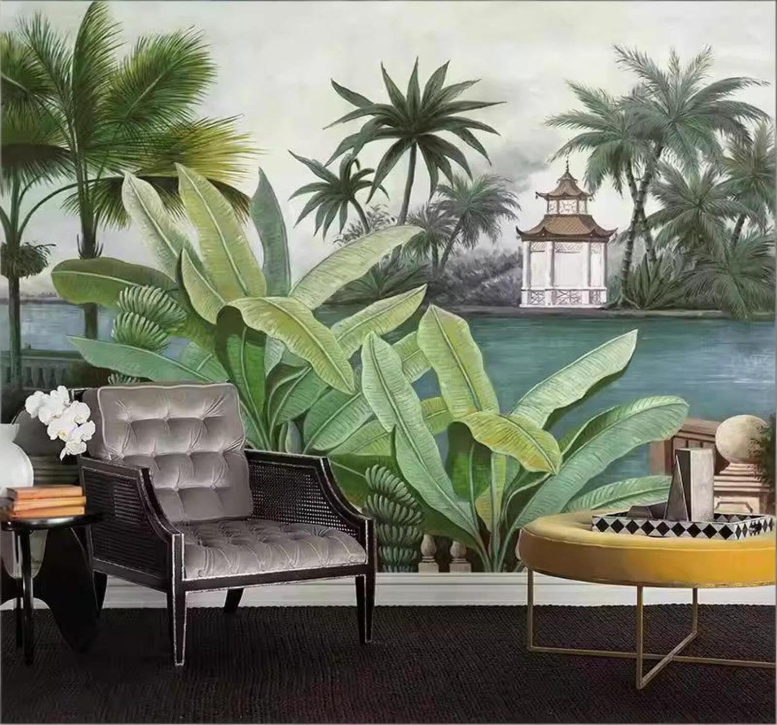Wallpaper-3D-Xlm 200Cm×140Cm(B×H) Fresh Tropical Plants Unique Art 3D Wallpaper Easy Install Feature Office Living Room Sofa Bedroom Tv Background Wall Decoration-200Cm×140Cm