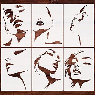 6pcs Woman Face Contour Stencils Reusable Female Silhouette Art Stencils...
