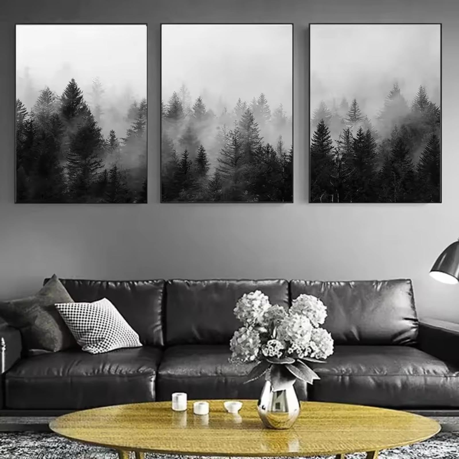 Décoration murale minimaliste forêt vierge triptyque haut de gamme encadré - 8