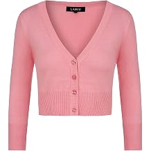MINTLIMIT Womens Cardigans 3/4 Sleeve Knitted Cropped Cardigan with Four Buttons Vintage Dress Cover Up Buttons Down Bolero Shrug