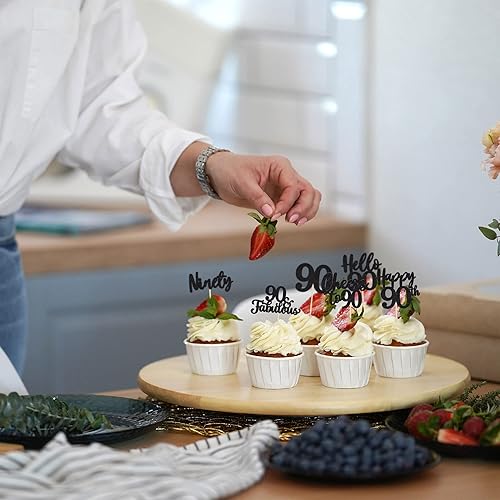 Miniatura 103 de 36 piezas de decoración para cupcakes de 10º cumpleaños con purpurina negra Hello 10 Ten Cupcake Picks Sweet 10 Double Digits Cake Decor for 10th