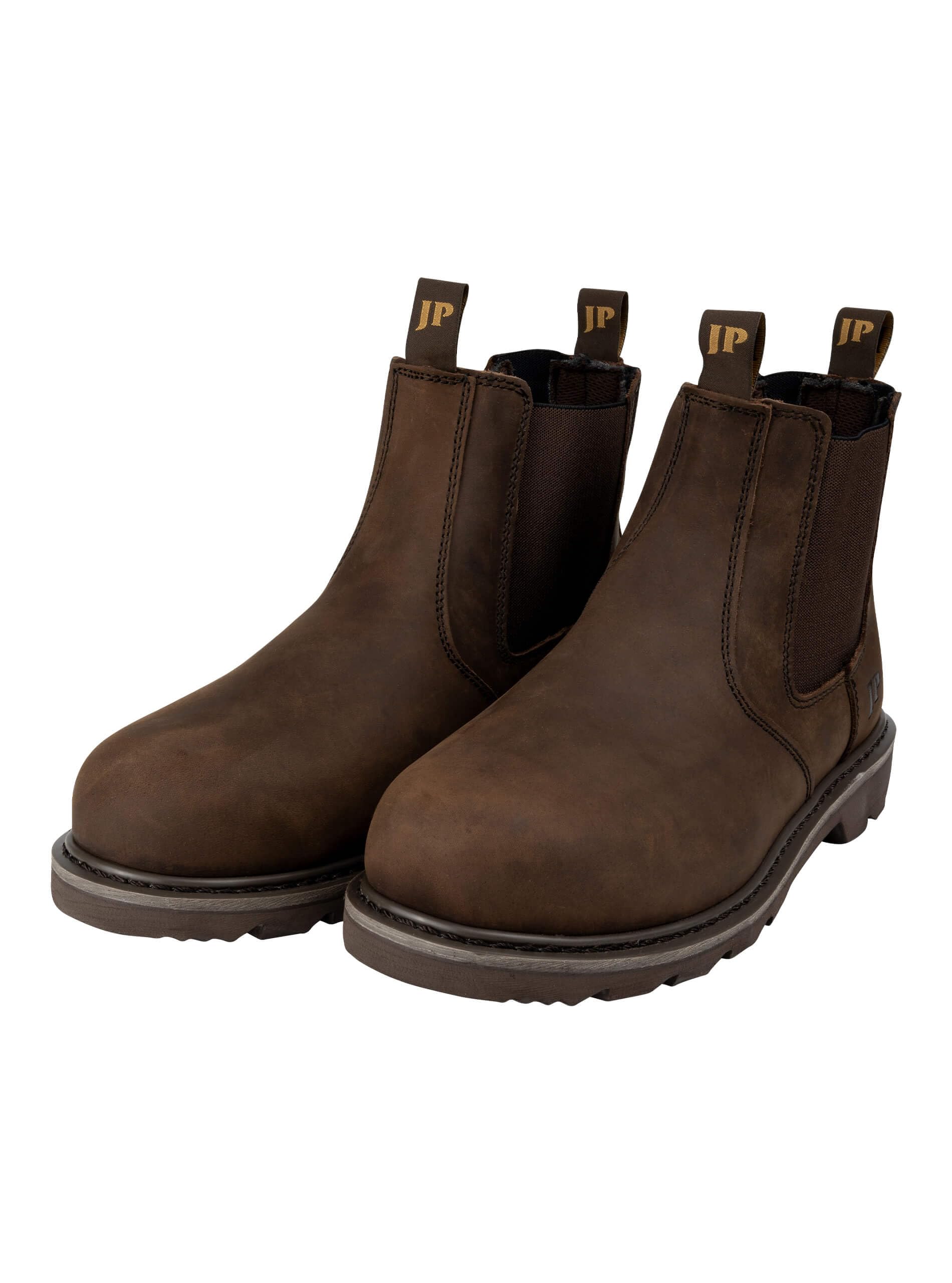 JACK PYKE Botas de trabajo Chelsea de piel para hombre, puntera de acero, resistentes al aceite, plantilla acolchada y transpirable, ideales para agricultura, almacén, construcción, talla 36-43
