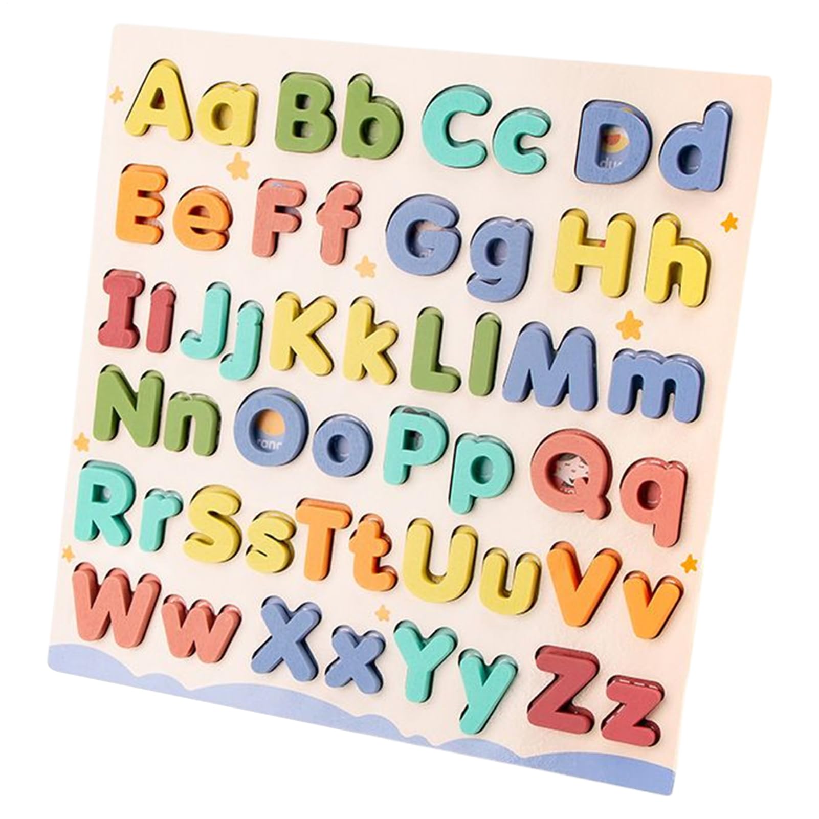 Puzzle Alphabet en Bois Montessori Jouet Éducatif Préscolaire Tableau Lettres Majuscules et Minuscules