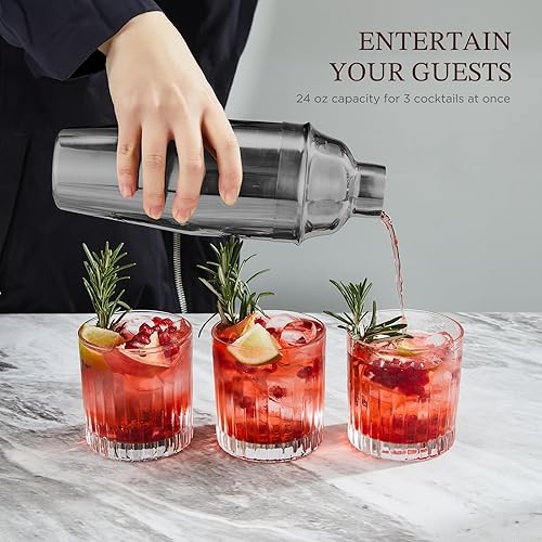 Miniatura 4 de KITESSENSU Juego de coctelera juego de coctelera de Martini de acero inoxidable con batidora de cóctel de 25 onzas con coctelera de bebidas medidora