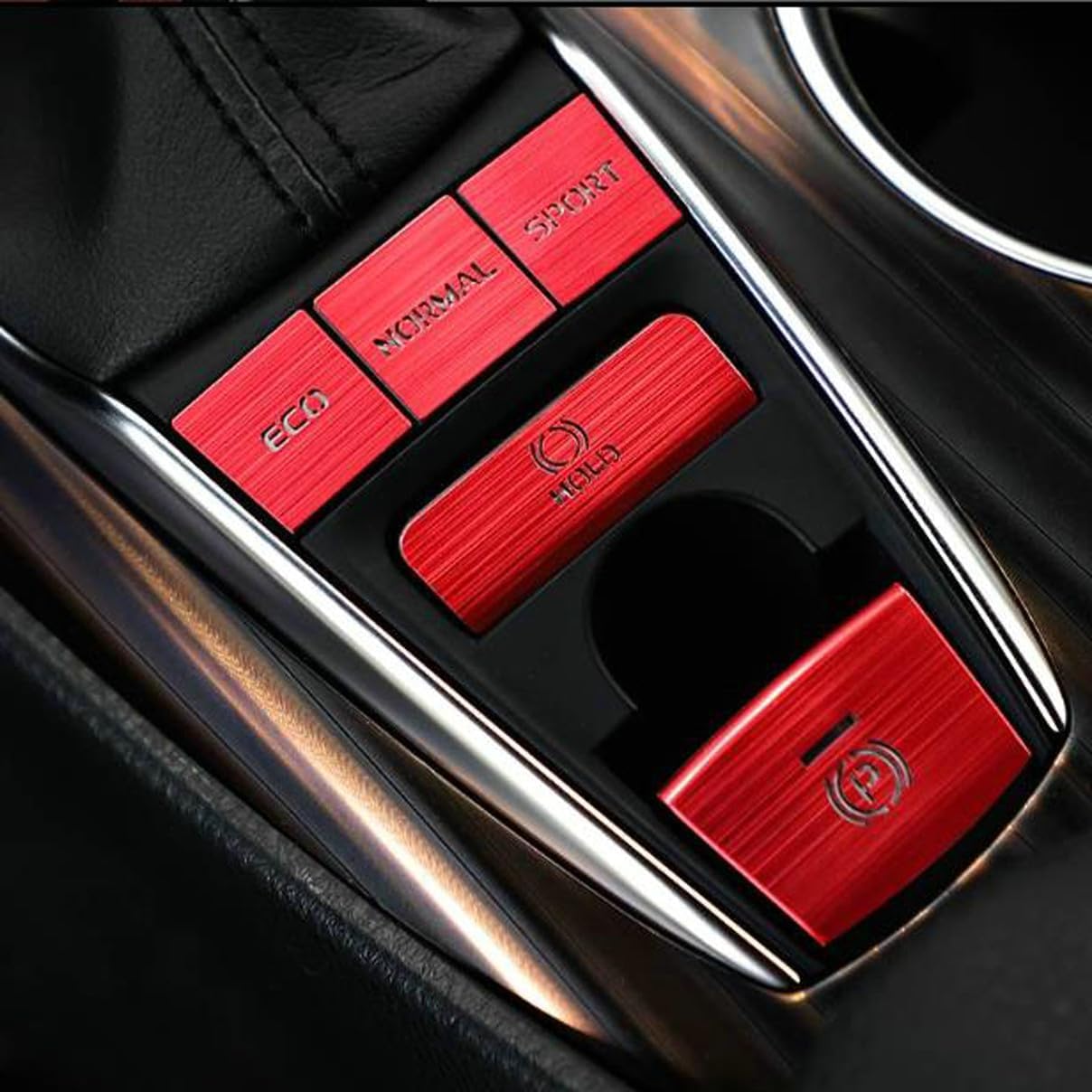 5pcs RED Compatible for Toyota Camry 2018-2022 Gear Shift Panel Button Cap Decor Switch Frame Trim Aluminum Alloy Cover