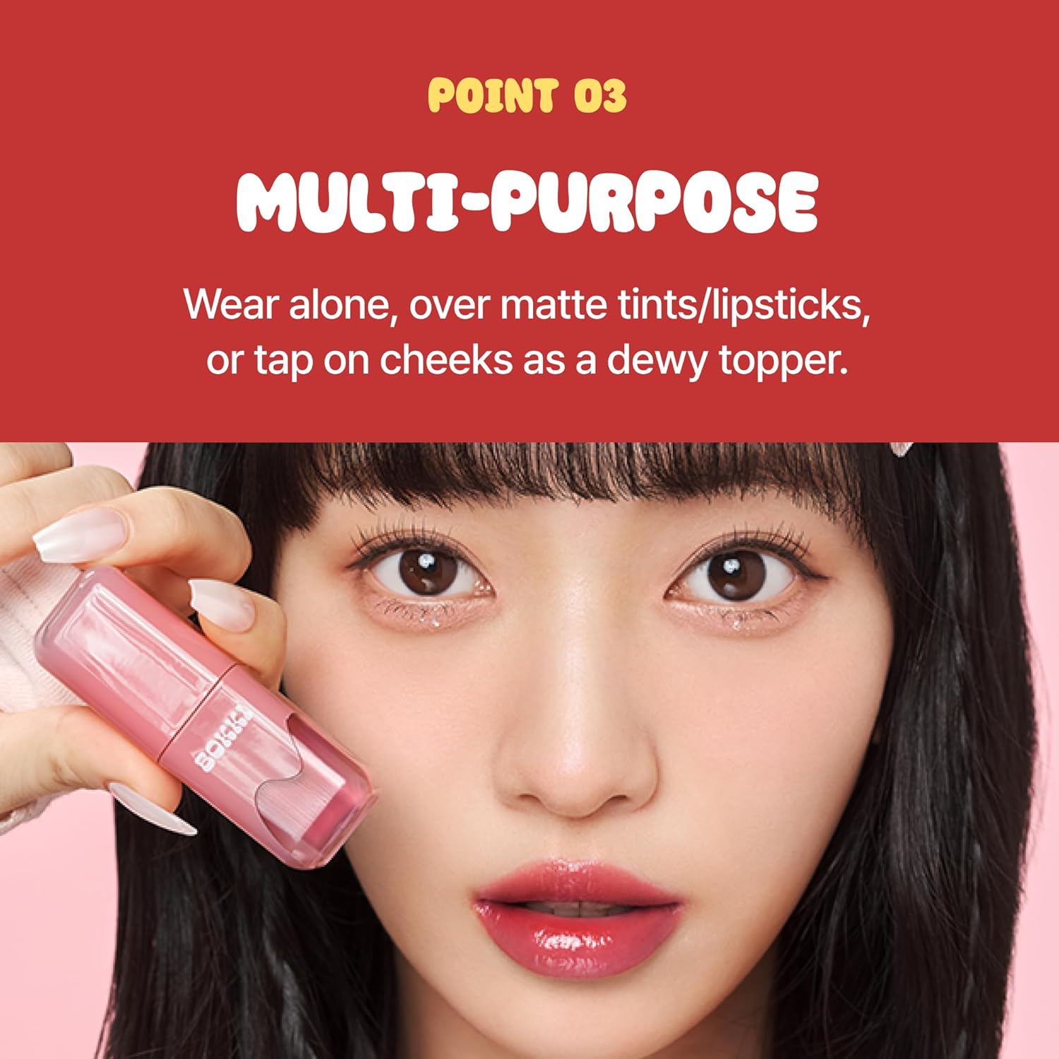 BLACK ROUGE Glow Bokki Tint, GB07 Bacon Pink – Korean Lip Tint Inspired by Tteokbokki, Non-Sticky Long-Lasting Lip Stain with Glossy Finish, Cute Stickers – Original Red, Rose, Soy - Image 7