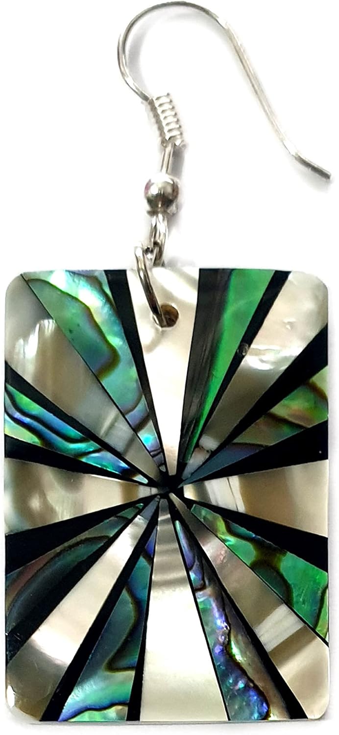 Iridescent Paua Abalone Shell Earrings, Natural Mother of Pearl Earrings for Women, Handmade Dangle Drop Abalone Earrings, Seashell Earrings Fashion Jewelry GA187 - Image 2