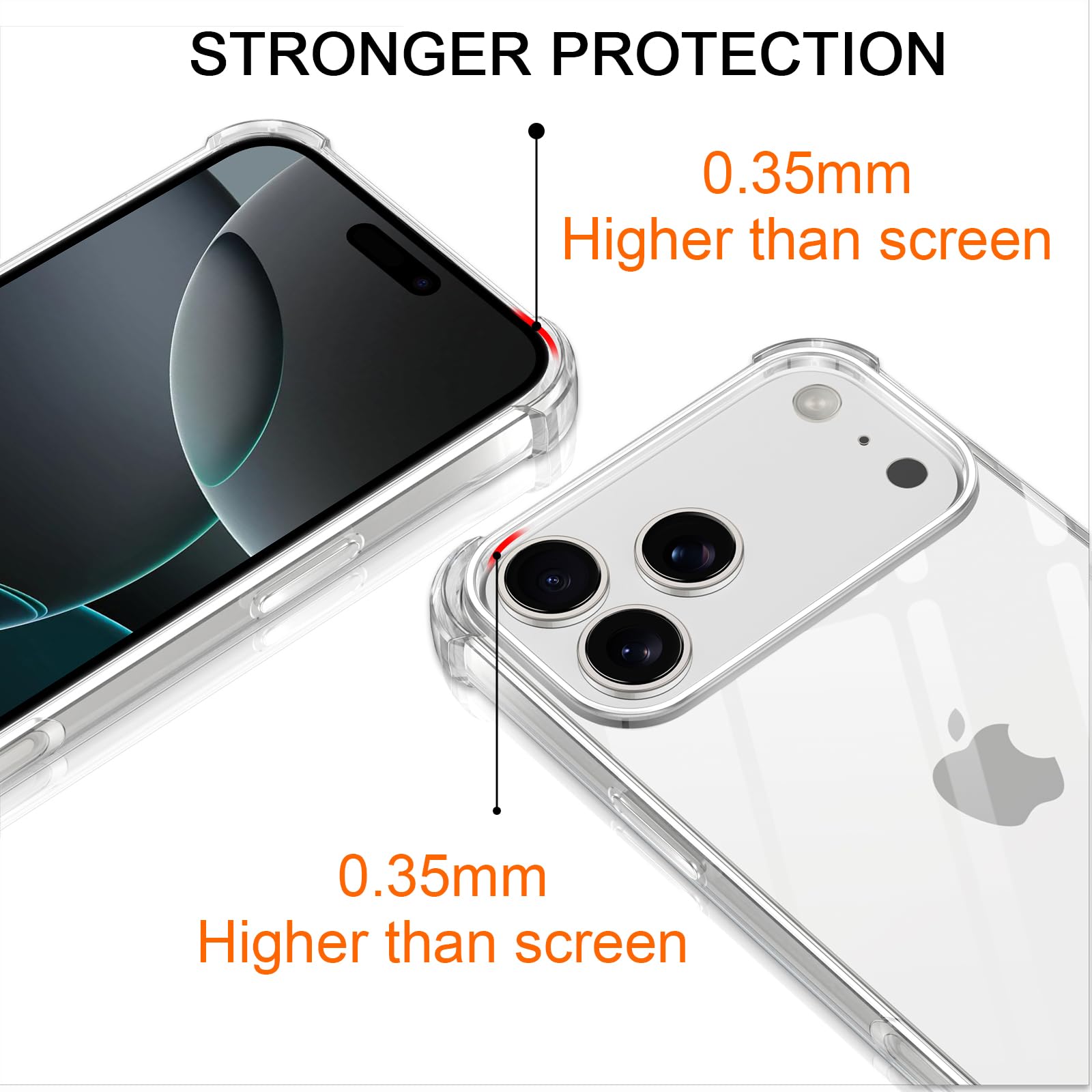 Pnakqil Etui na iPhone 17 Pro ze sznurkiem, przezroczyste silikonowe etui z regulowanym kołnierzem ochronnym na iPhone 17 Pro, etui na ramię 6.3", czarny