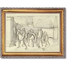 Classical Figure Study Gold Framed Wall Art, Vintage Sketch Canvas Print