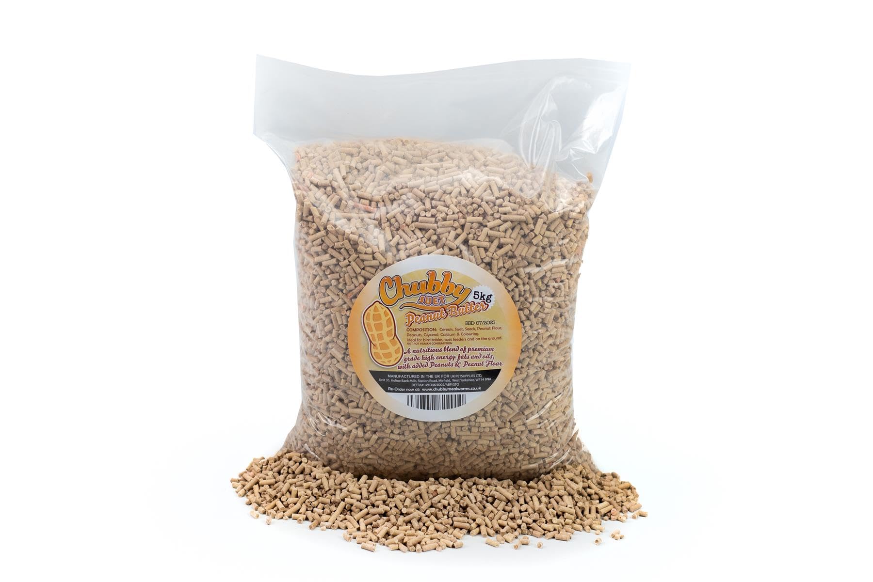 Chubby High Energy Peanut Butter Suet Pellets Garden Wild Bird Food 5Kg