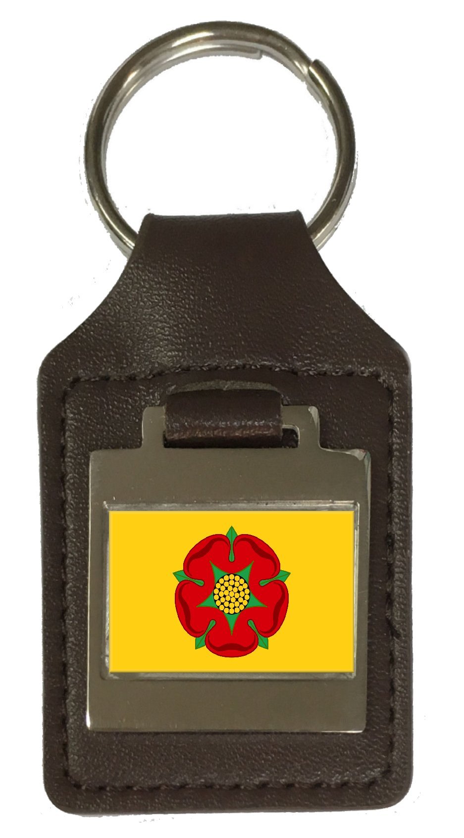 Porte-clés en cuir gravé avec drapeau du comté du Lancashire Angleterre