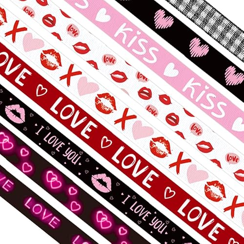 ALIBBON 9 rollos de cinta roja de 27 yardas de 38 pulgadas para el día de San Valentín cinta decorativa de satén de grogrén para boda día de San